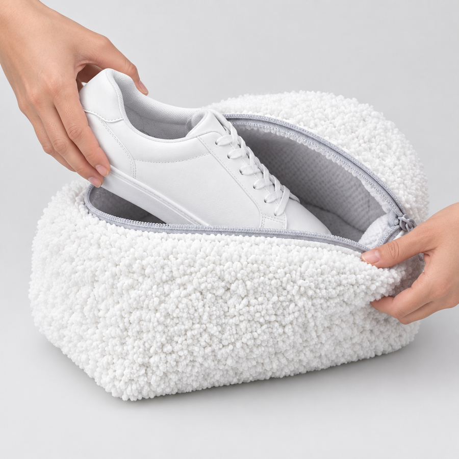 Sneaker in den KICKRINSE Beutel legen